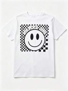 Prenda individual de verano casual para mujer, no es un conjunto de 3 piezas, 1 pieza/set de camisetas de manga corta adecuadas para ropa de calle, top de cuello redondo de gran tamaño para salidas diarias, camping, conciertos, eventos de hip-hop, rock y rap. Camiseta de manga corta con cuello redondo y estampado gráfico del universo, top para conciertos. - Blanco - Ver 2