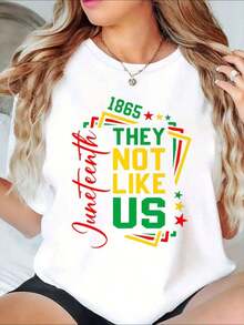 Camiseta de celebración del Día de la Independencia y el orgullo cultural, con el texto "Junio de 1865, ellos no son como nosotros". Es una camiseta perfecta para regalar a amigos y familiares en cualquier fiesta u ocasión festiva, 220g - Blanco - Ver 2