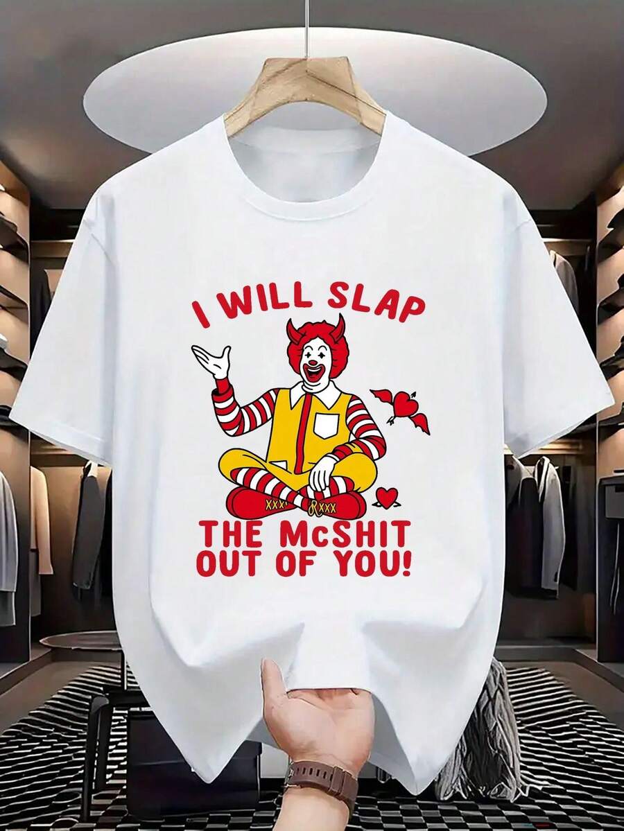 CamisetainformaldeMujer, voy a golpearte. -Una camiseta para hombre audaz, divertida y con un diseño de payaso de dibujos animados. Material de algodón puro de 180 g, adecuado para todas las estaciones y para uso casual. Camisetas de hombre, camisetas de niños, camisetas con estampados de gatos y perros, camisetas de uso diario, camisetas en apoyo a CopadelMundo, camisetas en apoyo a CopadelMundo 2026, camisetas con estampados de Pascua. - Blanco - Ver 1