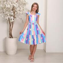 vestido curto estampa corações e borboletas infantil juvenil meninas - candy borboleta - Visão 3
