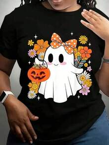 Playera unisex de manga corta y cuello redondoCamiseta de mujer con cuello redondo y estampado de encaje, camiseta navideña, camiseta original, camiseta estampada, camiseta de Halloween, camiseta, camiseta de hombre, regalo original, cuento encantado. Camiseta femenina casual con estampado de Halloween estilo fantasma, ajuste holgado, cuello redondo, manga corta, para otoño e ideal para eventos temáticos.2026 - Negro - Ver 6