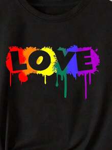 Camisetas para el Mes del Orgullo Gay para Mujer y Unisex - Mes LGBTQ - Con Estampado "WITH LOVE" - 100% Algodón - Ropa de Verano para Mujer - Camiseta de Manga Corta para Celebración LGBTQ - Tops de Verano Gay - Adecuado para primavera, verano y otoño. - Negro - Ver 4