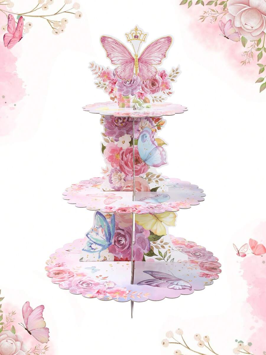 1 Giá đựng bánh cupcake 3 tầng hình bướm hồng, Giá đựng bánh cupcake hình bướm và hoa hồng màu nước hồng, Tháp bánh cupcake chủ đề bướm, Trang trí trung tâm bàn ăn, Giá trưng bày bánh ngọt và tráng miệng, Đồ dùng tiệc sinh nhật chủ đề bướm, Trang trí bánh DIY sáng tạo, Đồ dùng đám cưới, Quà tặng cô dâu, Trang trí tiệc em bé, Trang trí tiệc sinh nhật một tuổi, Đồ dùng tiệc tiết lộ giới tính, Đồ dùng tiệc ngày lễ