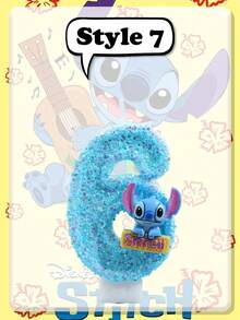 Disney 迪士尼《星际宝贝》渐变闪光数字生日蜡烛，每支闪亮的蜡烛顶端都饰有可爱的3D史迪奇玩偶，颜色由闪亮的蓝色渐变为柔和的粉色。这款蜡烛包含0-9所有数字，防滴漏、燃烧时间长，是主题生日蛋糕的完美之选，为您的庆祝活动增添神奇而怀旧的氛围。 - 多款 - 查看 6