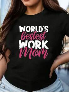 Vintage Cotton Short Sleeve T-Shirt, 100% Cotton, The Best In The World For Working Moms. Lightweight Blend, Crew Neck, Casual Fit, Machine Washable. Perfect For Mother's Day And Casual Wear. Graphic Tee - 黑色 - 查看 8
