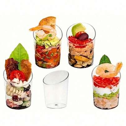 1/10/20/30/40/50/60/100/120pcs Creative Mini Slanted Cups, Party Cups, Unique Shape, Suitable For Various Drinks (Coffee, Milk Tea, Fruit Tea), Family Dinner, Friends Gathering, Christmas And Halloween Practical Drinks, Happy New Year, Valentine's Day, Easter, Wedding, Ramadan, Carnival, Cologne Carnival