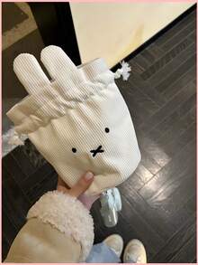 1 pieza Bolsa de cosméticos con cordón de conejo Miffy, bolsa de aseo portátil para viajes ideal como regalo de vacaciones o regreso a la escuela para niñas y amigas - Multicolor - Ver 4