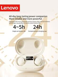 Lenovo Wireless Bluetooth 5.4 Earbuds, Mini Invisible Noise Cancelling Earphones With ENC Microphone, LED Display Charging Case And Deep Bass, Compatible With IPhone And Android Phones - View 6