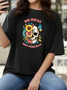 Camiseta casual vintage cómoda y lavada para mujer, camiseta de manga corta con cuello redondo,% algodón lavado y versátil para hombre, adecuada para uso diario y atuendos de, estilo unisex. - Negro - Ver 7