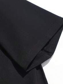 Camiseta estampada de talla grande para mujer, 100% ultra suave, 180g, cómoda y casual, de manga corta, adecuada para futuras mamás. - Negro - Ver 5