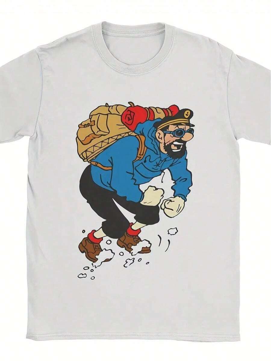 Men's Captain Haddock Graphic Tees, Cool Short Sleeve Crew Neck Summer Tees, Plus Size - White - View 1