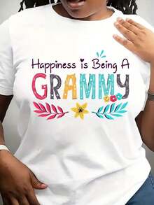 La felicidad es ser una ganadora del Grammy, camiseta para mujer con diseño floral colorido y una cita inspiradora para abuelas. - Blanco - Ver 1