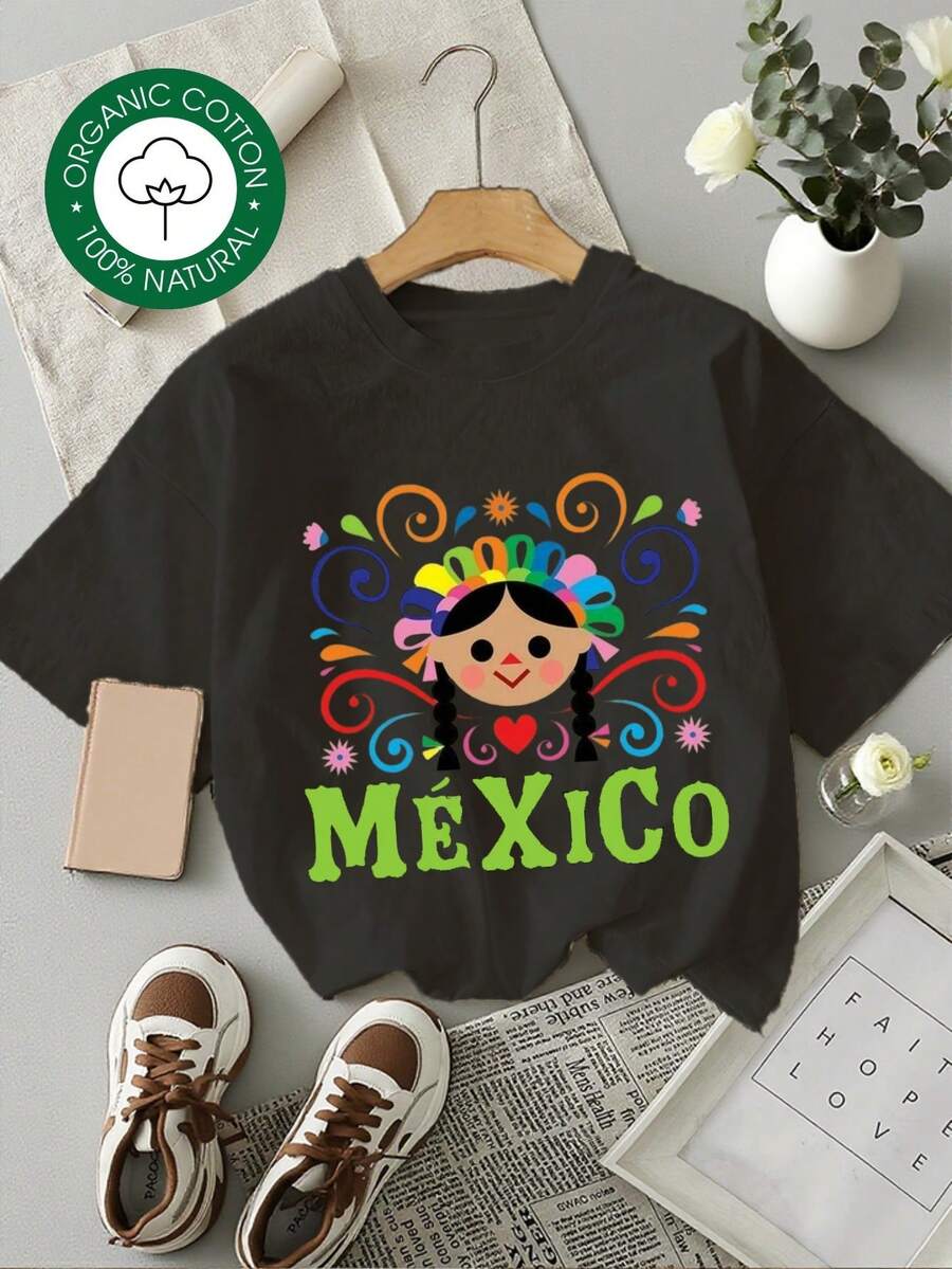 MYNOVA C Women's Plus Size Soft Cotton T-Shirt With Colorful Mexican Design, Gift For Friends, Valentine's Day, Modern Outfit, Fashionable Summer Dresses For Women, Perfect Casual Wear For All Seasons, S M L XL - 黑色 - 查看 1