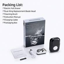 Hailicare 双头可充电电动剃须刀，9000转/分钟磁力旋转/刀网混合式剃须，干湿两用，Type-C快充，60天超长续航 - 黑色 - 查看 12