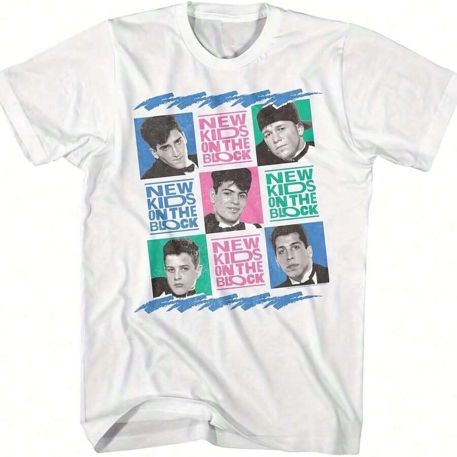 New Casual T-Shirt, Vintage 80s Style, Boy Band, White Short Sleeve T-Shirt For Adults, 100% Cotton, Durable - 白色 - 查看 1