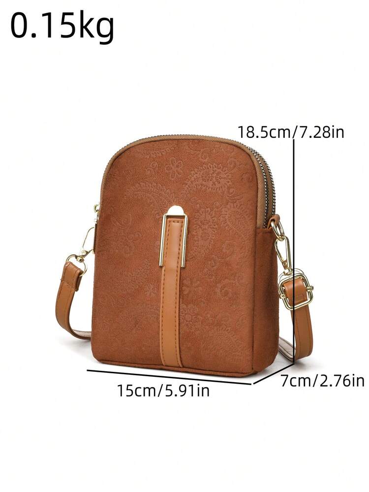 Túi đeo chéo thời trang kiểu vintage mới dành cho nữ, chất liệu giả da lộn, dây đeo có thể điều chỉnh và tháo rời, phù hợp cho sử dụng hàng ngày, đi làm, du lịch, đa năng. - màu nâu - Xem 3