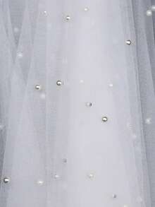 Beaded Wedding Veil 2 Tier Bridal Veils With Comb Wedding Cover Front And Back Soft Tulle Veil - Multicolor - View 9
