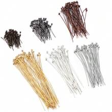 100pcs/Pack Copper Ball Head Pins, Handmade Connector Pins For Beading, Earrings, Jewelry Making, Minimalist Fashion DIY Accessories - Ball Needle - View 5