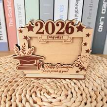 1/2 件装，2026 毕业季木质相框，带毕业帽，创意毕业纪念相框桌面装饰 - B - 查看 11