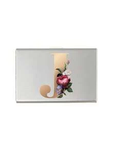 Red Flowers And Gold Letters A-Z Initial Pattern Slim Card Case Minimalist Aluminium Metal Wallet RFID Privacy Protection Credit Card Holder ID Business Card Pouch Portable Card Organizer Thin Metal Purse Multifunctional Card Storage Box For Daily Commute - Multicolor - View 30