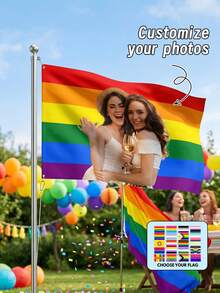 1 pieza Bandera del Orgullo con foto personalizada, Bandera del Arcoíris personalizada con tu foto para el Mes del Orgullo, Bandera del Orgullo personalizable para desfiles y fiestas, regalo perfecto para eventos, fiestas y decoración del hogar - Multicolor - Ver 1