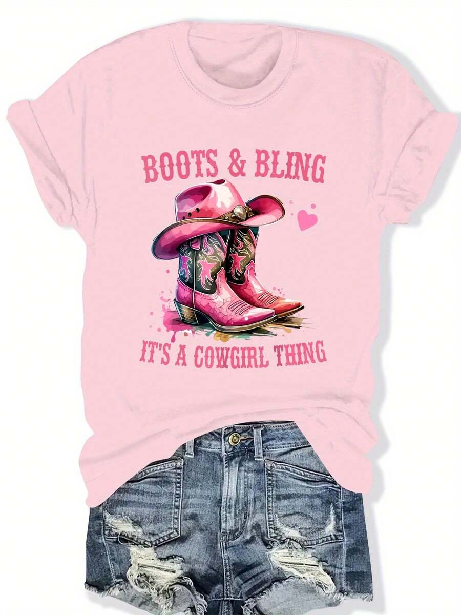 Talla Grande, Top Casual de Manga Corta con Estampado y Cuello Redondo, Verano y Primavera, Ropa de Mujer Talla Grande - Rosa - Ver 1