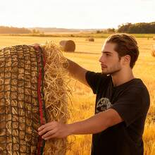 Round Bale Hay Net, 4.92 X 4.92 X 4.92 Ft, 1.5 Inch Holes, PE Material, Knotless Design, With Zip Ties, Needle Shuttle, Repair Twine And Storage Bag, Slow Feeder Round Bale Net For Horses - Small Mesh, Knotless, 5*5*5 ft - 查看 1