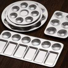 1pc Metal Hand Drawn Watercolor Palette 6/10/12 Wells Circular/Rectangular Painting Color Palette Mixing Paint Tray Art Supplies - Single Piece - View 5