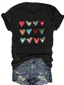 Tallas Grandes, Blusa de Manga Corta con Cuello Redondo de Tallas Grandes para Mujer - Corte Holgado Casual para Primavera y Verano, Tallas Grandes Adecuadas para Mujeres - Negro - Ver 6