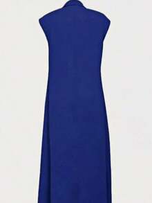YHHVestido largo de verano elegante de color rojo sólido con botones delanteros para uso casual y de oficina para mujeresYHH - Azul - Ver 2