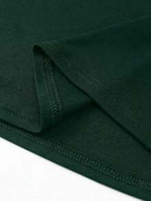 Camiseta ajustada de cuello redondo en color café talla grande para mujer - Verde Oscuro - Ver 5