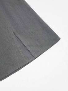 Falda de unicolor elegante, adecuada para negocios, viajes, estilo vintage romántico, casual de calle, citas, cenas, vacaciones y reuniones.Diseño con abertura lateral a la moda y sexy para primavera y verano - Gris - Ver 7
