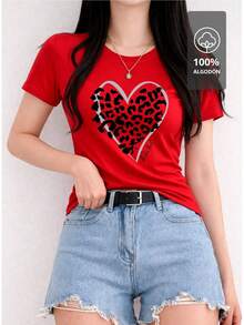 Playera Estampada de Mujer LEOPARD HEART CHIC - ROMANTIC WILD EDITION |   100% Algodón - [Blanco] - Ver 4