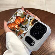 Funda para teléfono: Funda para teléfono adecuada para  17, 15, 15 Plus, 15 Pro, 16, 16 Plus, 16 Pro, 16e, 16 Pro, 17 Pro, 17 Air, 17 ProMax, 14. A prueba de golpes, de doble capa, tipo gelatinoso, magnética, resistente a la suciedad, a prueba de arañazos, con diseño de calabaza y flores.Adecuado para varios modelos de : 17, 16, 15, 14, 13, 12, 11, Plus, Air, Pro Max. - Amarillo - Ver 5