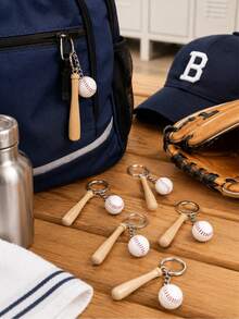 3pcs Mini Wooden Baseball Bat & Ball Keychain, Sports Themed Keychain, Mini Sports Keychain, Backpack/Bag Pendant, Gift For Baseball Fans, Sports Team Members/Fans - Baseball Keychain - View 8