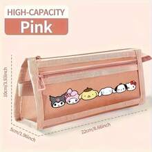 1 hộp đựng bút lưới hai lớp Sanrio, túi đựng văn phòng phẩm trong suốt dung tích lớn, túi đựng đồ dùng văn phòng phẩm tối giản in hình hoạt hình. - A - Xem 8