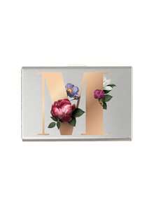 Red Flowers And Gold Letters A-Z Initial Pattern Slim Card Case Minimalist Aluminium Metal Wallet RFID Privacy Protection Credit Card Holder ID Business Card Pouch Portable Card Organizer Thin Metal Purse Multifunctional Card Storage Box For Daily Commute - Multicolor - View 27