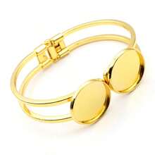 1 Piece 20mm Inner Size Double Cabochons Base DIY Bangle Bracelet Setting Tray Copper Material Handmade Jewelry Making Accessories Findings - Bangle Bracelet Base - View 7