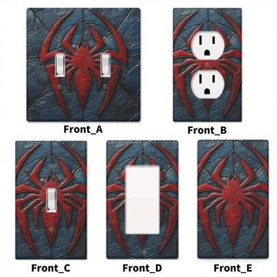 Red Spider Web Pattern Decorative Wall Switch Plate - Easy To Install, Suitable For Kitchen, Office, Bedroom, Dining Room, Bathroom, Fashionable Home Holiday Decor, No Wiring Required