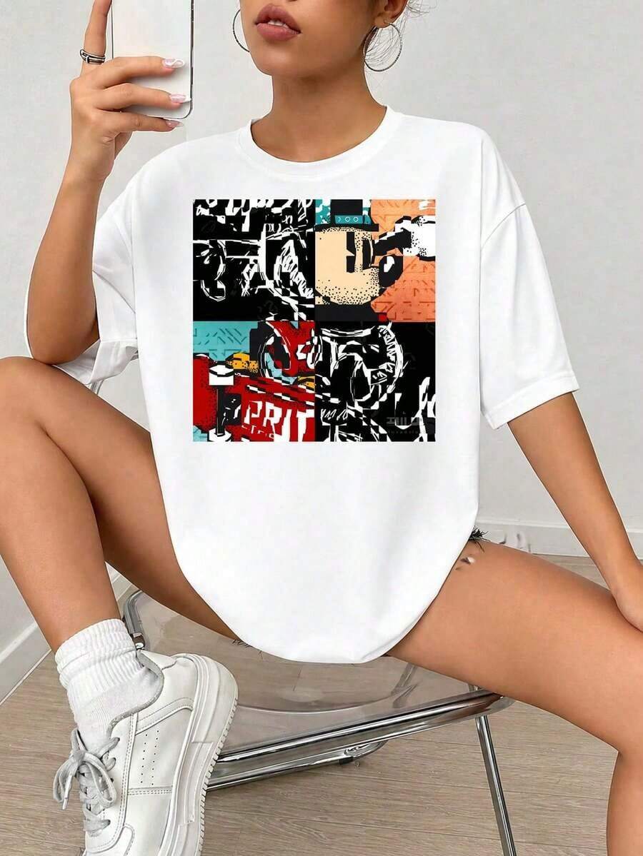 Diseño gráfico de impresión, Mo-use de micrófono de arte pop vintage con sombrero y cámara, Naranja turquesa rojo y blanco en negrita, Ilustración retro de alto contraste para pared Ar.jpgRegalos personalizados: Camisetas para mujer con estilos que van desde lo moderno, hippie, casual y minimalista. Ropa masculina personalizada única, armarios cápsula y prendas básicas/urbanas para hombre. Regalos ideales para novios, familiares y amigos, adecuados para cumpleaños, vacaciones, colegio/competiciones, deportes/escalada y más, así como para la moda de otoño y eventos urbanos. Blanco verano.