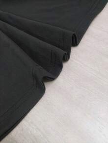 Ropa casual esencial, hermosa y a la moda para mujer, con estampado de leopardo y cerezas, transpirable, suave, para deportes, fiestas, linda, elegante, de moda, para el hogar, casual, de cuello redondo, manga corta, de algodón suave, para uso diario en verano. - Negro - Ver 5