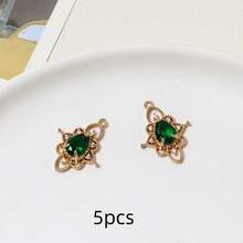 5pcs Colorful Zirconia Lace Edged Pendant, Vintage Style DIY Jewelry Findings For Bracelet, Necklace, Earrings - Multicolor - View 8