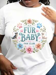 Camiseta del Club de Fans de Mascotas de Peluche, Camiseta para Mamá de Perro, Camiseta de Flores, Camiseta de Patas, Regalo Perfecto para Cumpleaños, Camiseta, Ropa Casual de Manga Corta con Cuello Redondo para Mujer, Camiseta Perfecta para Uso Diario al Aire Libre - Blanco - Ver 6