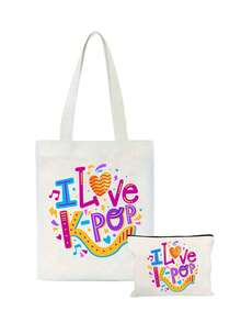 Túi vải tote I Love K-Pop, túi đeo vai cỡ lớn K-Pop, quà tặng fan hâm mộ, túi đi làm và mua sắm, túi đựng đồ tạp hóa gấp gọn, phù hợp cho người hâm mộ nhạc K-Pop, thích hợp cho du lịch, hòa nhạc, sự kiện fan, tiệc tùng, công việc, sử dụng hàng ngày, quà tặng fan, người yêu thích phim truyền hình Hàn Quốc, sinh viên đại học. Quà sinh nhật lý tưởng, quà tặng thần tượng, quà tặng ngày lễ, quà tặng hòa nhạc. - Nhiều màu - Xem 14