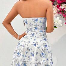Draped Collar Floral Print Vacation Style Dress,Summer Dresses For Women - Púrpura malva - Ver 3
