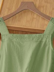 Camiseta de tirantes para mujer, estilo de moda minimalista, adecuada para el verano - Verde - Ver 8