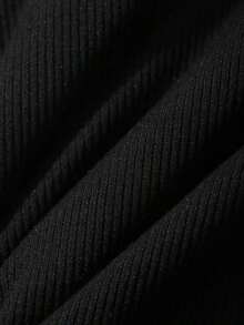 Camiseta sin mangas de mujer con encaje, parches y lazo, ajuste ceñido, casual y sexy - Negro - Ver 6