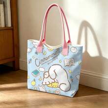 Miniso Sanrio Cinnamoroll 梦幻印花帆布手提袋，浅蓝色单肩包，日常使用 - 粉色 - 查看 1