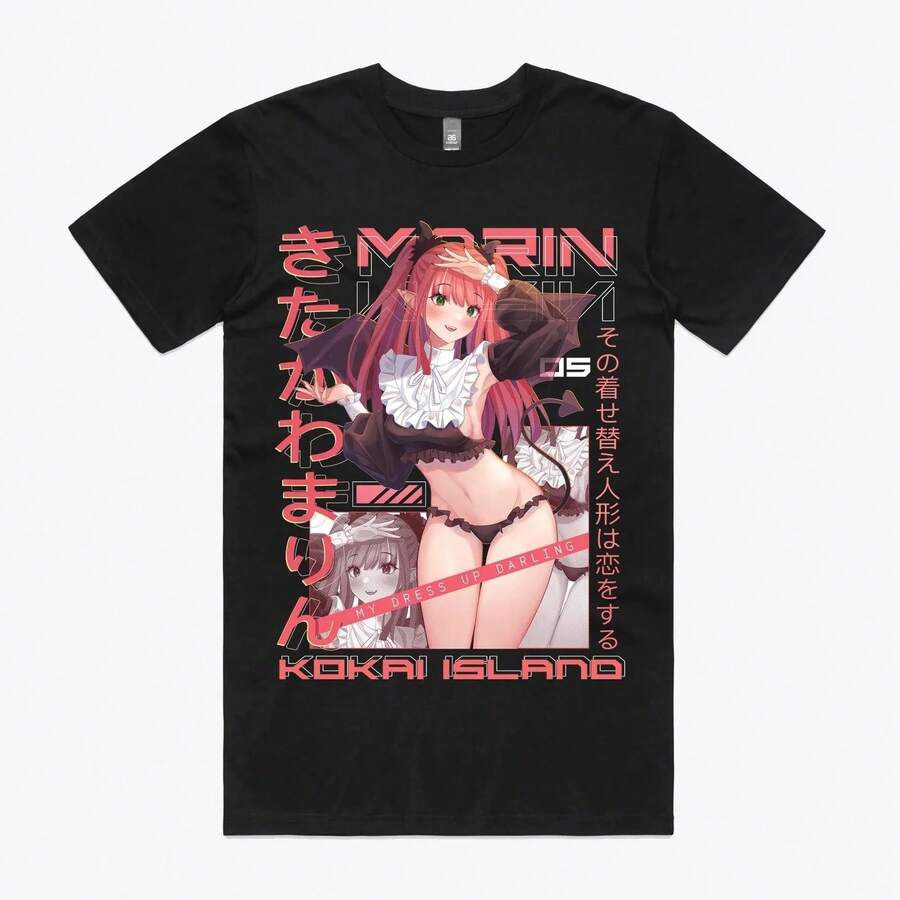 My Dress Up Darling Anime Lover Unisex Plus-Size T-Shirt, Suitable For All Seasons. High-Quality Couple's Clothing, Soft, Made Of Thick 220g Cotton, Breathable, With Excellent Elasticity, Skin-Friendly And Comfortable For All-Day Wear. Classic And Casual Design, Easy To Match, Ideal For Daily Outings, Streetwear, Sports, Dates, And Casual Get-Togethers Year-Round. - 黑色 - 查看 1