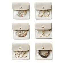 Popvibe - 6 bolsas de joyería transparentes pequeñas bolsas de joyería para viajes organizador portátil de joyería de viaje y bolsa de almacenamiento para arete collar color beige - Beis - Ver 9